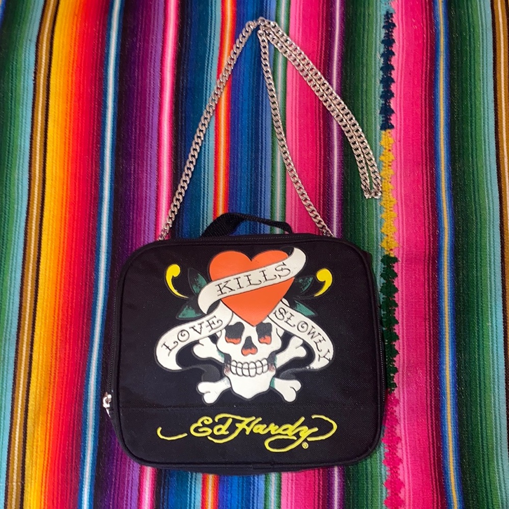 Authentic Vintage Ed Hardy Love Kills Slowly Skull Y2K Crossbody Handbag